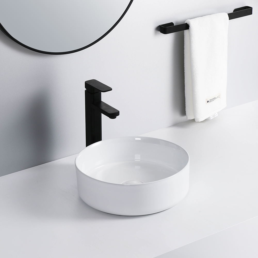 Popular lavatory washroom glossy vessel sink bowl modern bathroom basin ceramic round wash basin