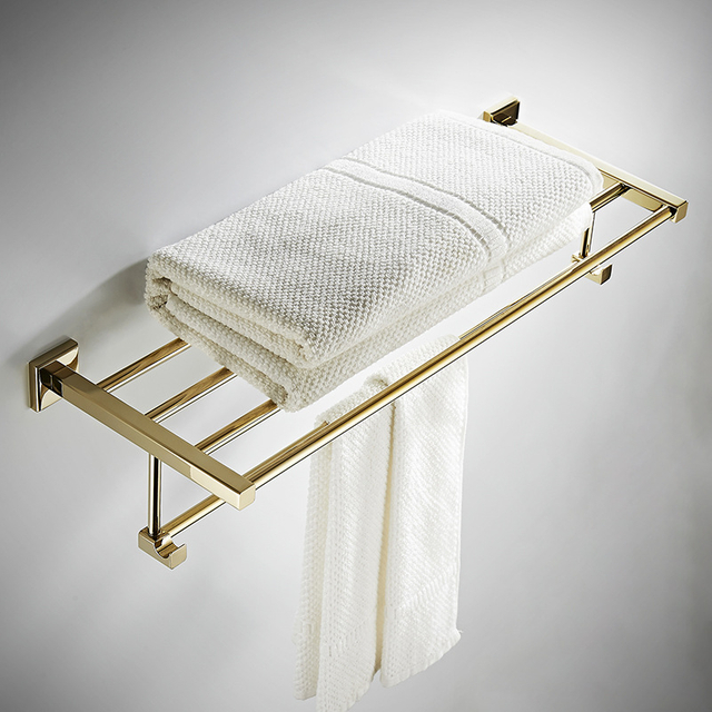 Bathroom Accessories Set Gold Gray Chromed Gold Black TOWEL SHELF